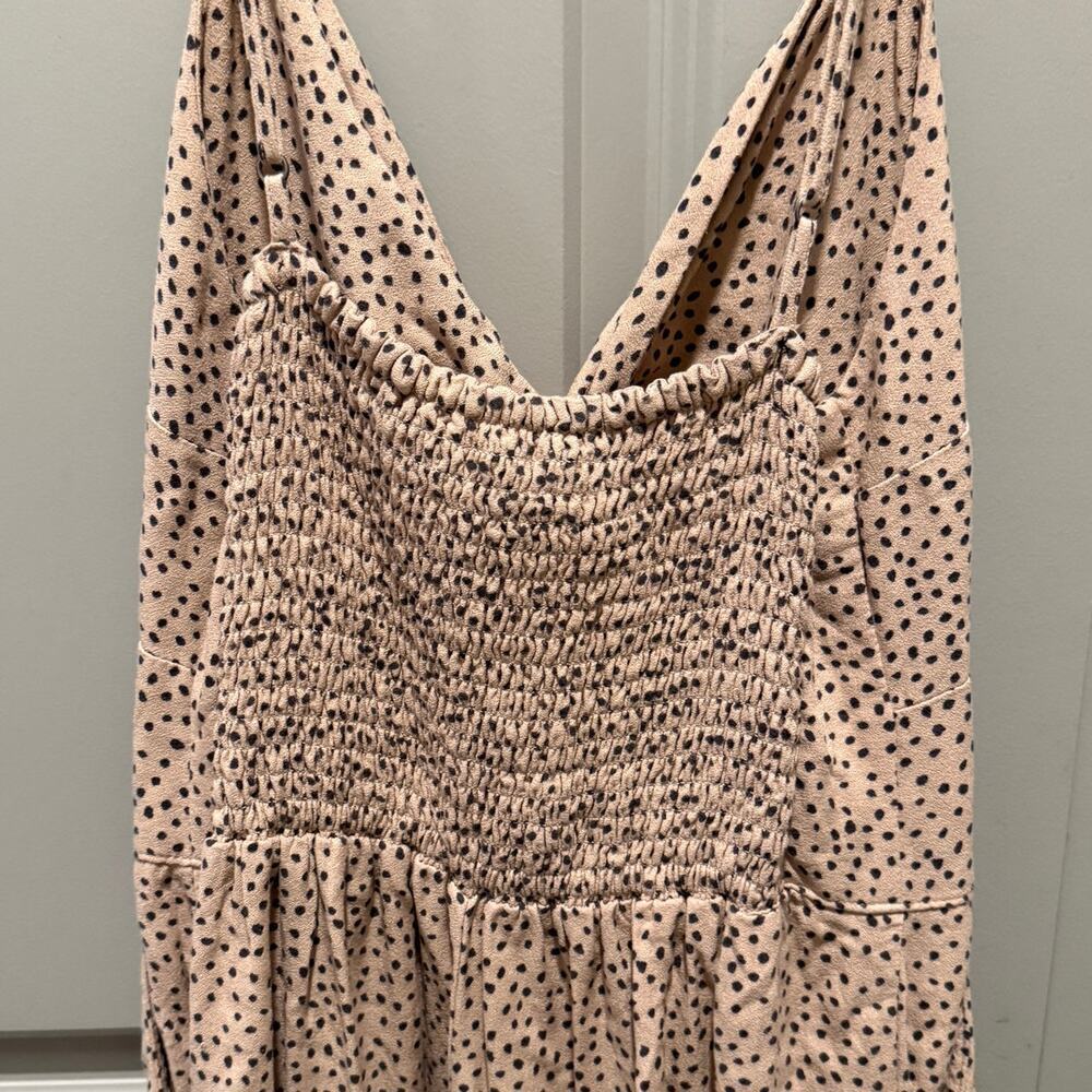 Abercrombie Polka Dot Front Twist Jumpsuit Smocked Wide Leg 26" Inseam Small - Picture 5 of 10